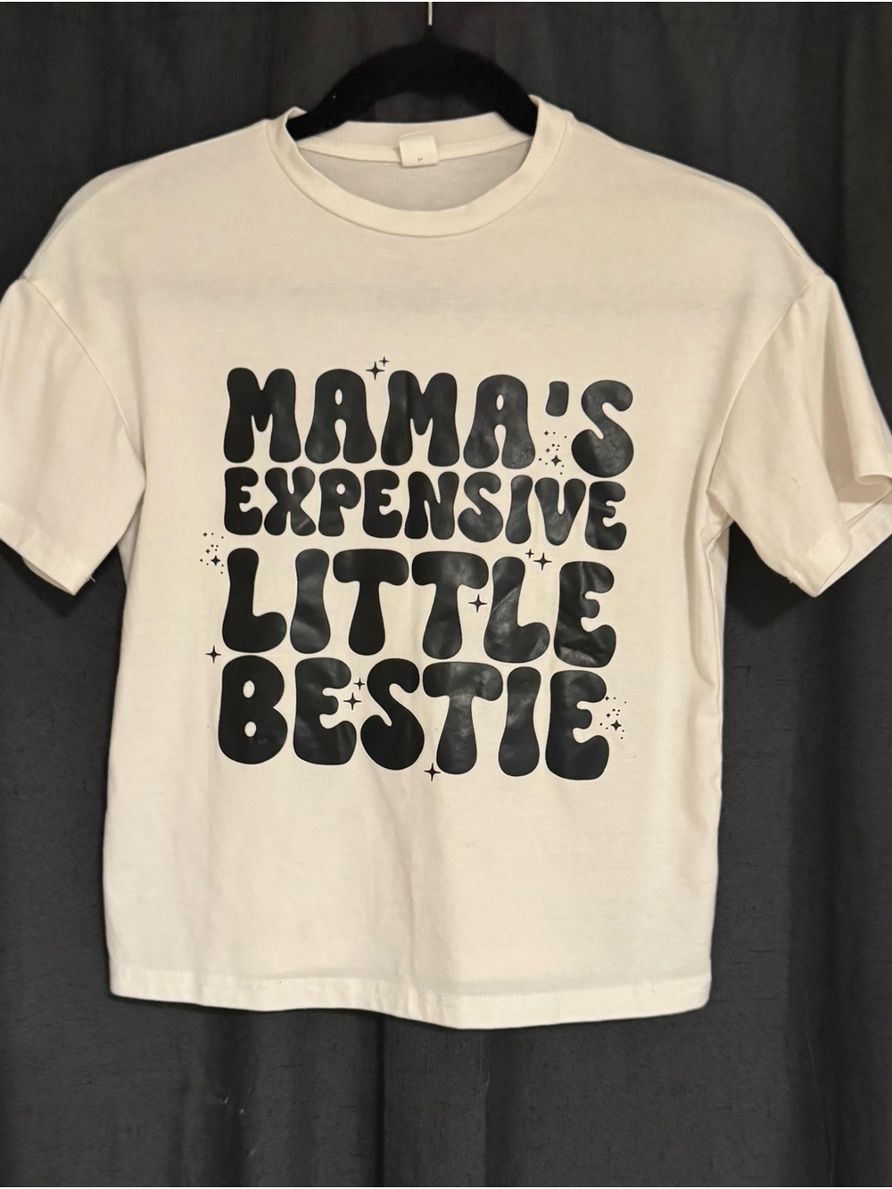 SHEIN White Tee with Black 'Mama's Expensive Little Bestie' Graphic